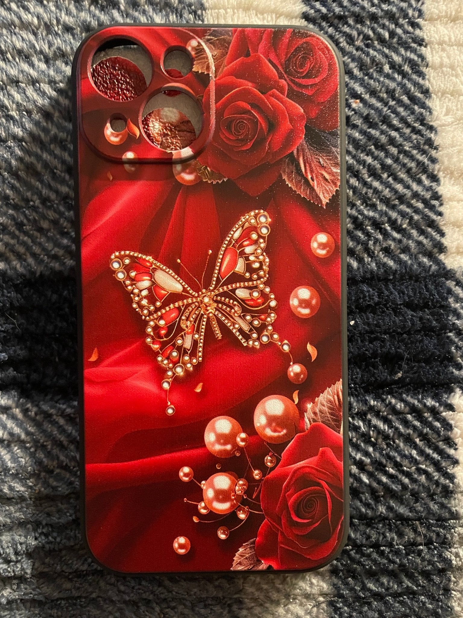 Hot Selling Iphone Cases I Phone 15 Red Butterfly - BFA - Butter Fingers Anonymous